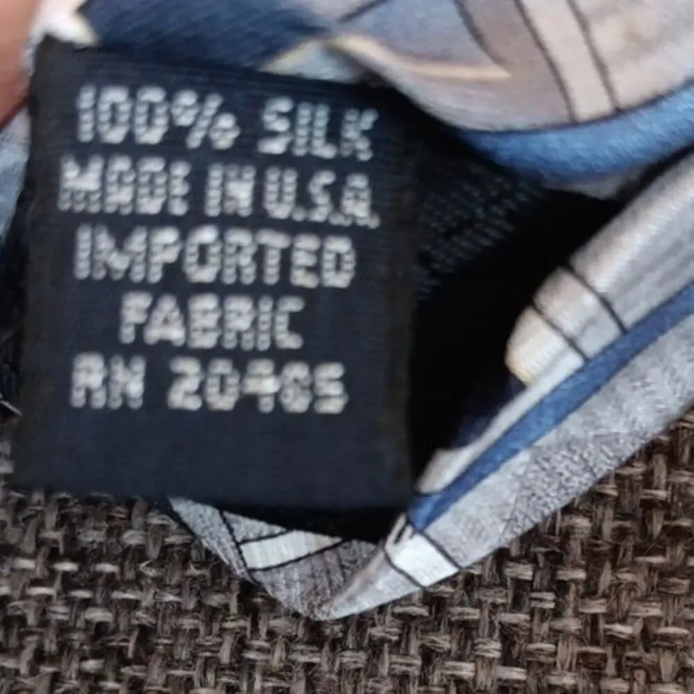 Tie 70s 80s 90s Y2K Mens Stafford Silk Gray Blue White 4 Wide 61 Long